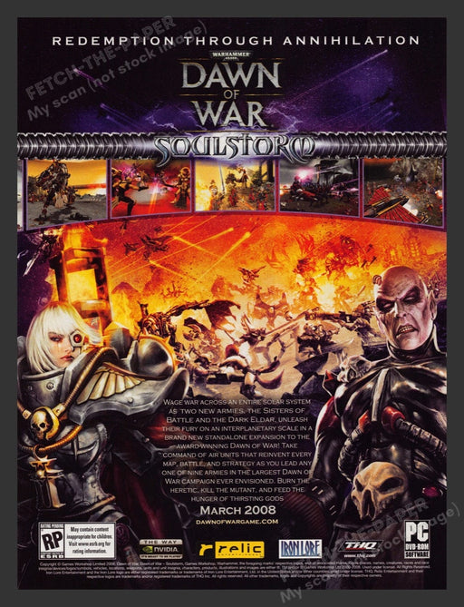 2008 Warhammer 40,000 Dawn of War: Soulstorm Video Game Print Advertisement