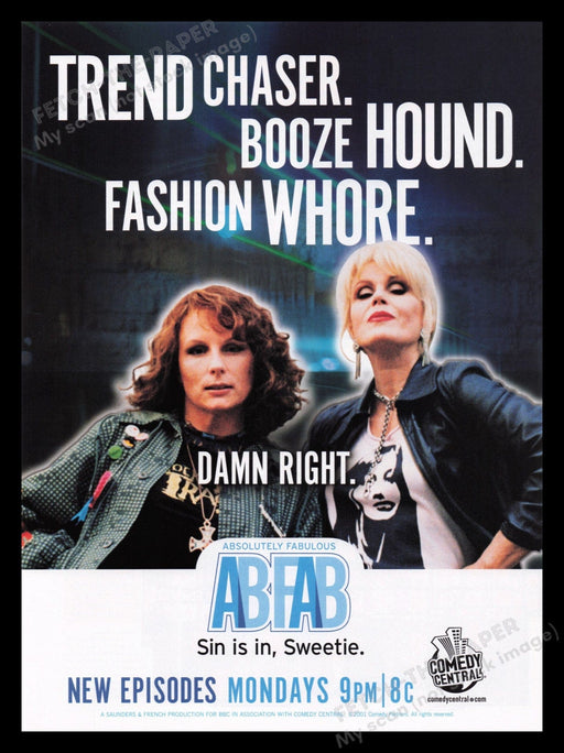 Ab Fab T.V. Show 2000s Print Advertisement Ad 2001 Comedy Central Fetch the Paper!