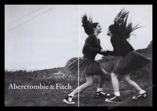 Abercrombie & Fitch 1990s Print Advertisement (2 pages) 1995 Catholic Girls Fetch the Paper!