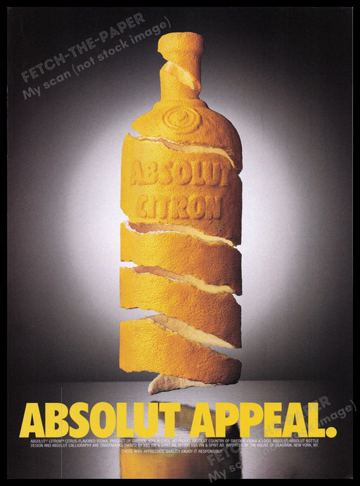 Absolut Appeal 2000s Print Advertisement Ad 2000 Citron Citrus Fetch the Paper!