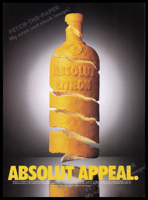 Absolut Appeal 2000s Print Advertisement Ad 2000 Citron Citrus Fetch the Paper!