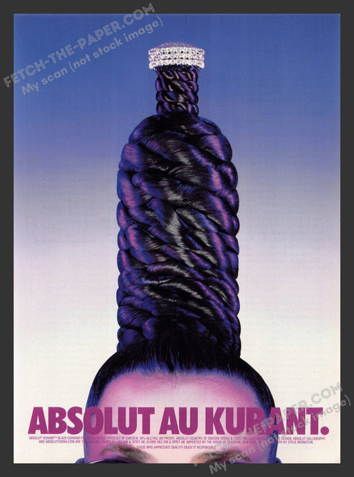 1998 Print Advertisement Absolut Au Kurant Hair-do Alcohol Ad.