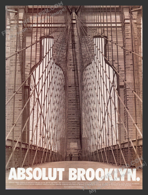 2001 Absolut Brooklyn Bridge Bottle Cutout Alcohol Print Advertisement.