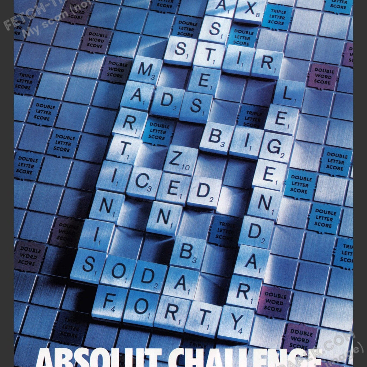 Absolut Challenge Scrabble 2000s Print Advertisement 2001 — Fetch-the-Paper