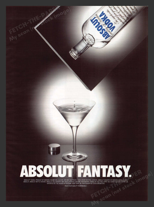2000 Absolut Fantasy Alcohol Print Advertisement Ad.