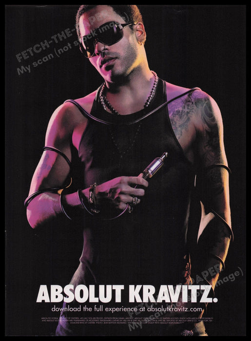 Absolut Kravitz Vodka 2000s Print Advertisement Ad 2006 Fetch the Paper!