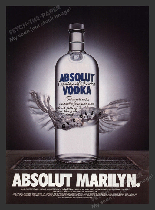 Absolut Marilyn Monroe Vodka 1990s Print Ad 1995 Fetch the Paper!