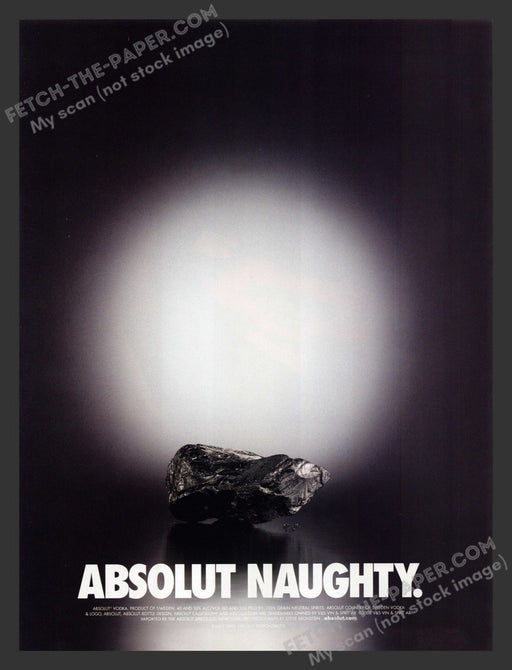 2002 Absolut Naughty Lump of Coal Alcohol Print Advertisement Ad.