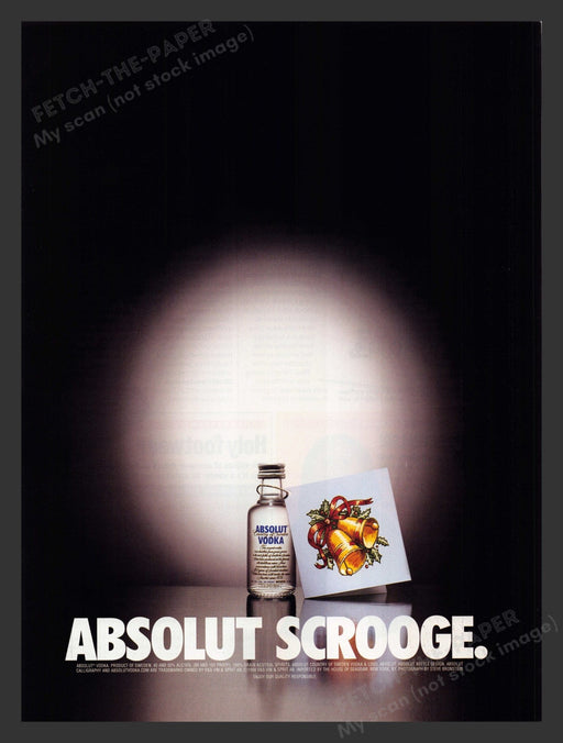 2000 Absolut Scrooge Alcohol Print Advertisement Ad.