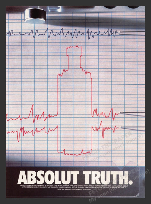 1995 Absolut Truth Lie Detector Test Print Advertisement Ad