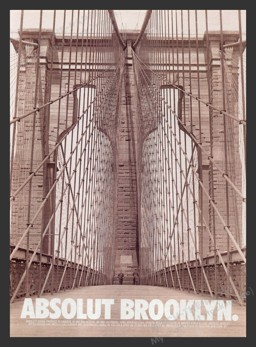 Absolut Vodka Brooklyn Bridge 1990s Print Advertisement 1994 Fetch the Paper!