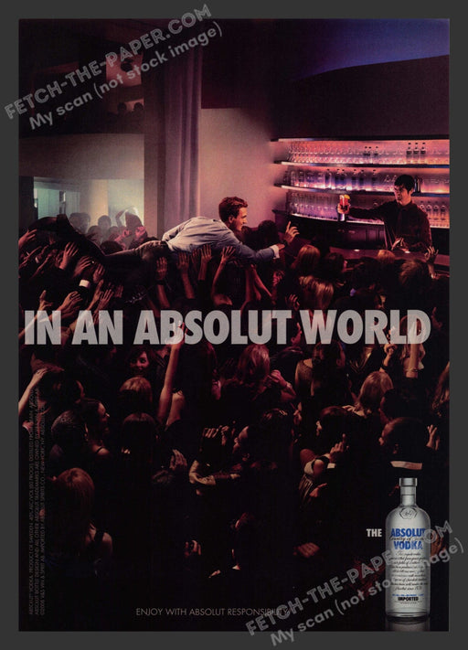 2008 Print Advertisement Absolut Vodka In An Aboslute World Bar Surf Alcohol Ad.