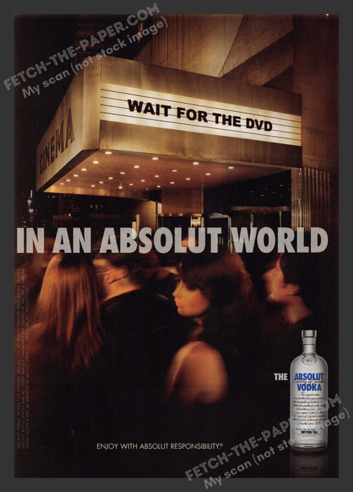 2008 Print Advertisement Absolut Vodka In An Aboslute World Theater Alcohol Ad.