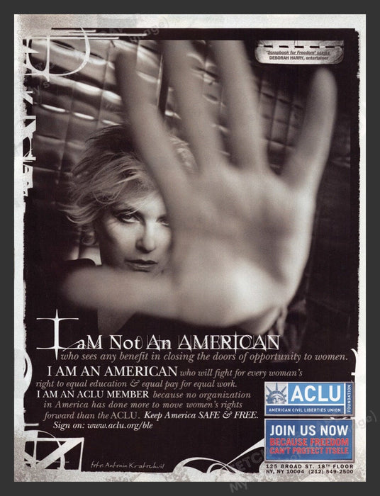 2004 ACLU Women's Rights Deborah Harry Print Advertisement Ad