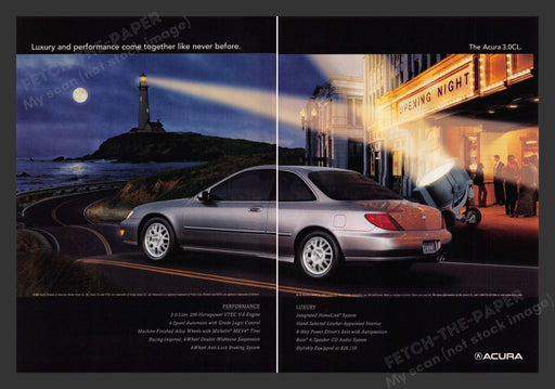 1999 Acura 3.0CL Lighthouse & Cityscape Print Advertisement (2 Pages)