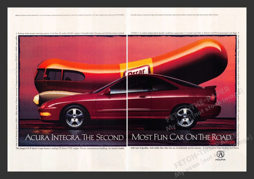 1995 Acura Integra & Oscar Meyer Weiner Mobile Print Advertisement (2 Pages)