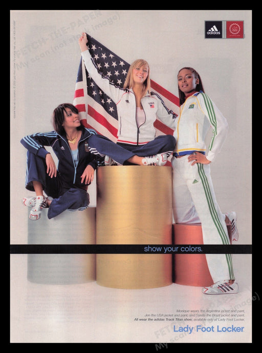 Adidas 2000's Print Advertisement Ad 2004 Olympic Female Athletes Foot Locker Fetch the Paper!