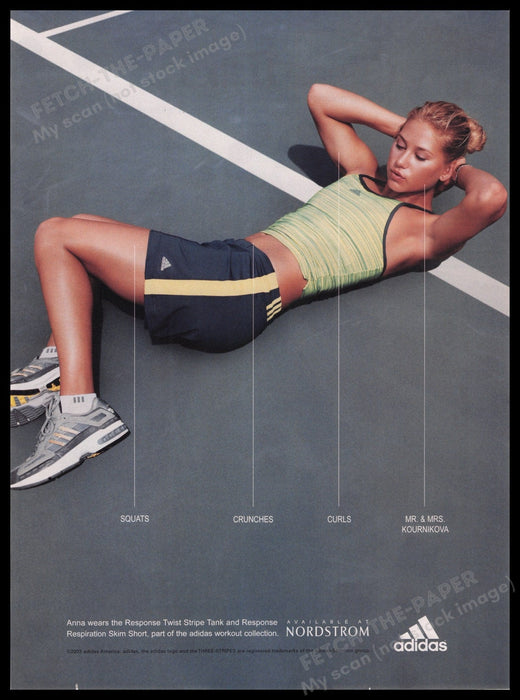 Adidas Anna Kournikova 2000s Print Advertisement Ad 2003 Fetch the Paper!