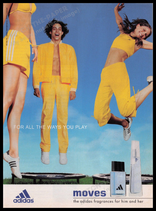 Adidas Moves 2000s Print Advertisement Ad 2002 Fragrance Jumping Models Fetch the Paper!