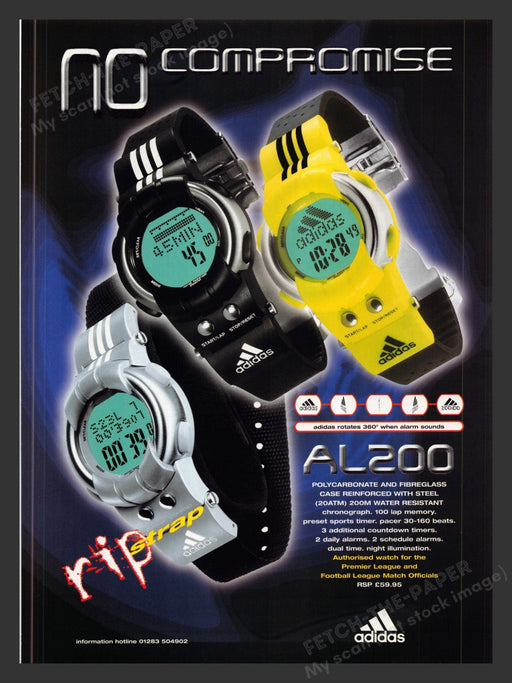 1999 Adidas Watches AL200 Rip Strap Print Advertisement Ad.