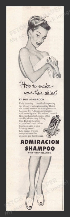 1948 Admiracion Shampoo Girl in Towel Illustration Print Advertisement Ad