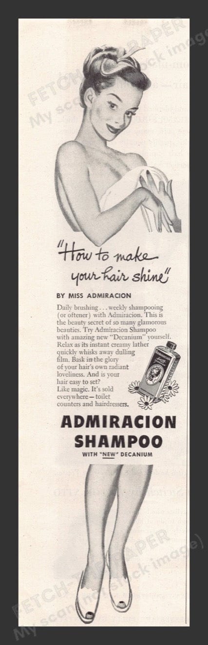 1948 Admiracion Shampoo Girl in Towel Illustration Print Advertisement Ad
