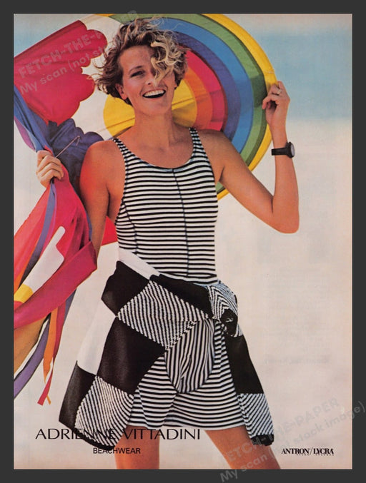 1987 Adrienne Vittadini Beachwear Rainbow Kite Print Advertisement Ad