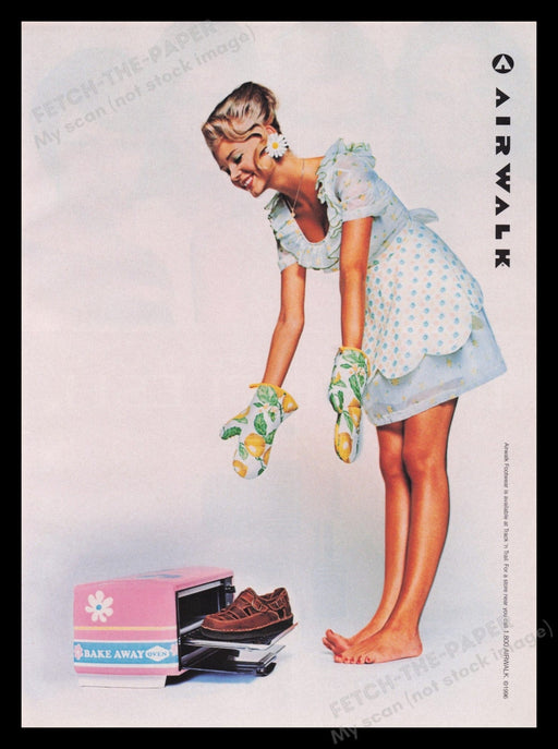 Airwalk Shoes 1990s Print Advertisement Ad 1996 Housewife Legs Bake Oven Fetch the Paper!