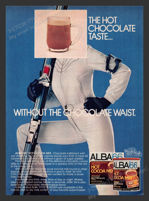 1981 Alba 66 Hot Cocoa Mix Female Skiier Print Advertisement Ad