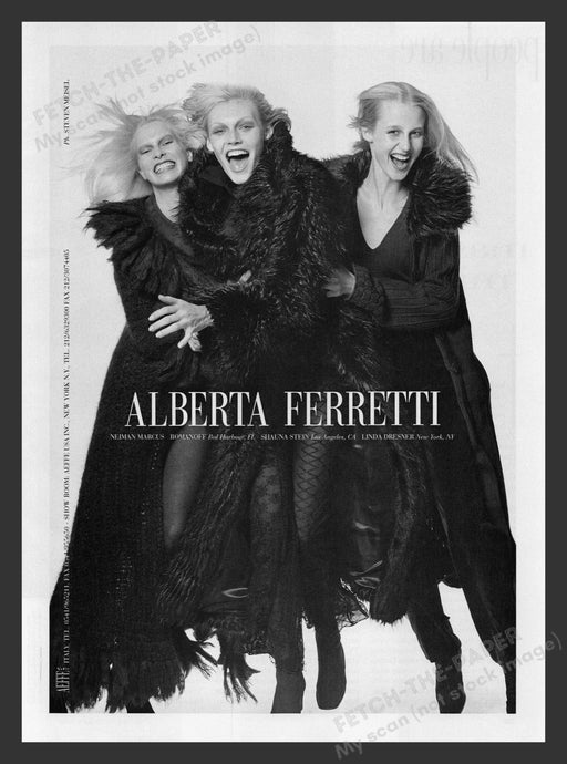 Alberta Ferretti Blonde Models Fashion Coats 1990s Print Advertisement Ad 1996 Fetch the Paper!