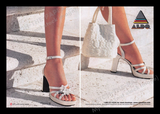 Aldo 1990s Print Advertisement Ad (2 pages) 1998 Shoes Legs Fetch the Paper!