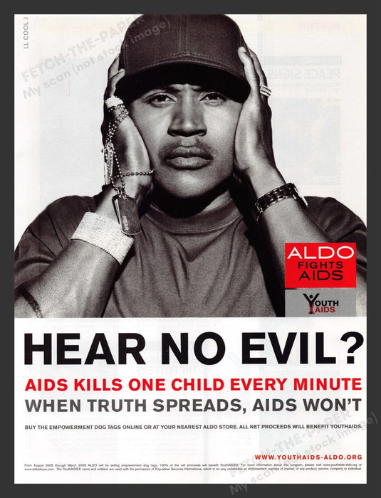 2005 Aldo Fights AIDS LL Cool J "Hear No Evil?" Print Advertisement Ad
