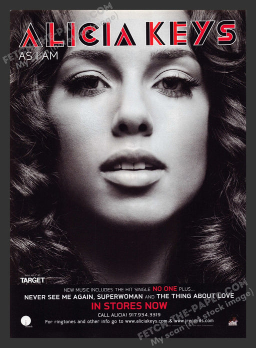 2007 Print Advertisement Alicia Keys "As I Am" Musician Ad.