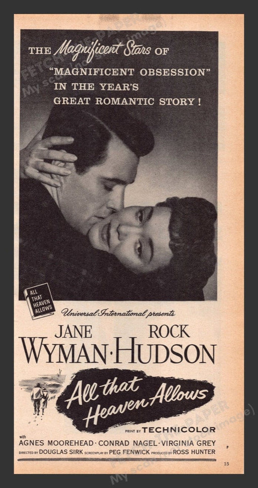 1956 All the Heaven Allows Movie Release Print Advertisement Ad