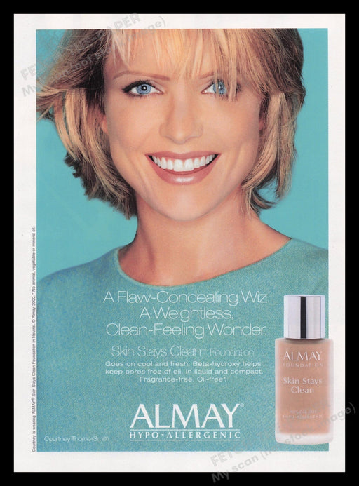 Almay 2000s Print Advertisement Ad 2000 Cosmetics Courtney Thorne-Smith Fetch the Paper!