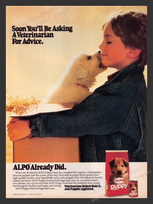 1988 Alpo Puppy Dog Food Lab puppy? Print Advertisement Ad