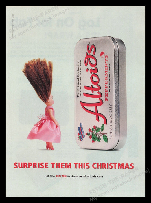 Altoids 2000s Print Advertisement Ad 2001 "Surprise them this Christmas" Fetch the Paper!