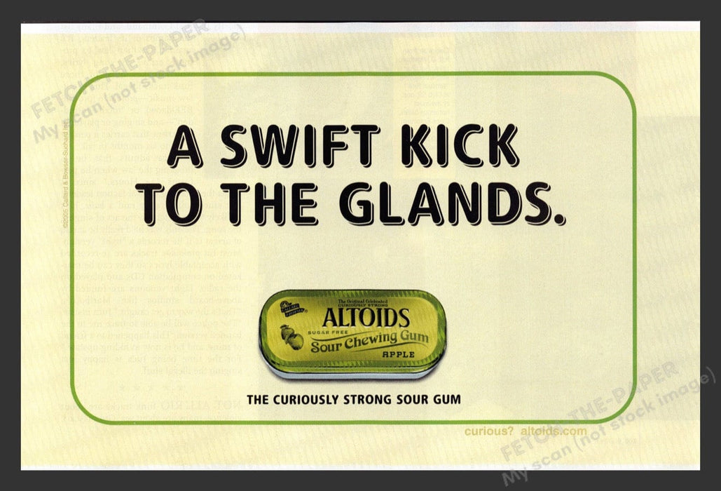2005 Altoids "A Swift Kick to the Glands" Print Advertisement Ad