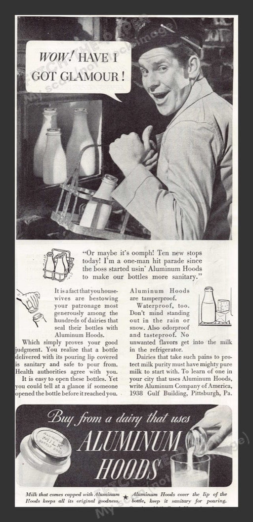 1940 Aluminum Hoods Diary Bottle Caps Print Advertisement Ad