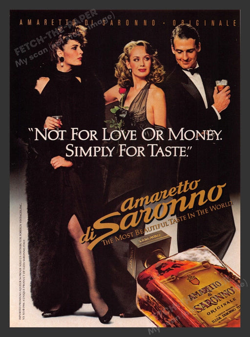 1984 Amaretto di Saronno Love Money Taste Print Advertisement Ad