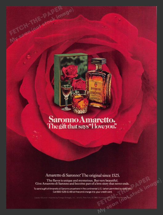 Amaretto di Saronno Since 1525 Gift Promo 1980s Print Advertisement 1980 Fetch the Paper!