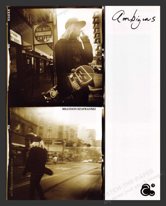 2007 Ambiguous Clothing Braydon Szarfrankski Skateboarder Print Advertisement.