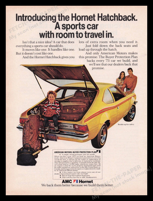 AMC Hornet Car 1970s Print Advertisement Ad 1972 American Motors Fetch the Paper!