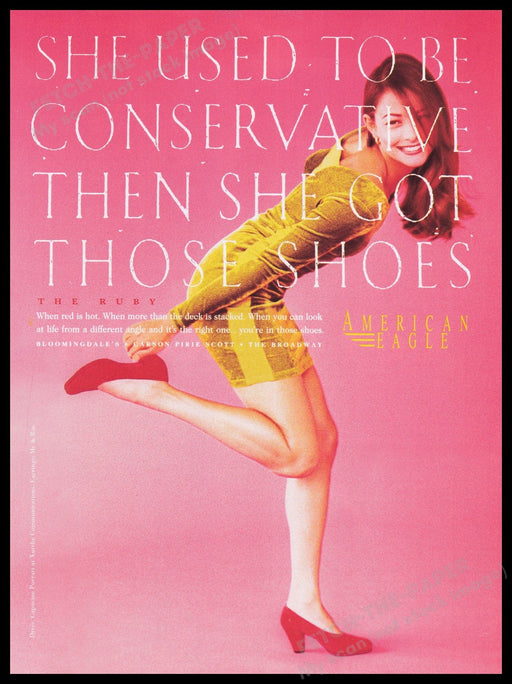 American Eagle Shoes 1990s Print Advertisement Ad 1992 Conservative Legs Fetch the Paper!