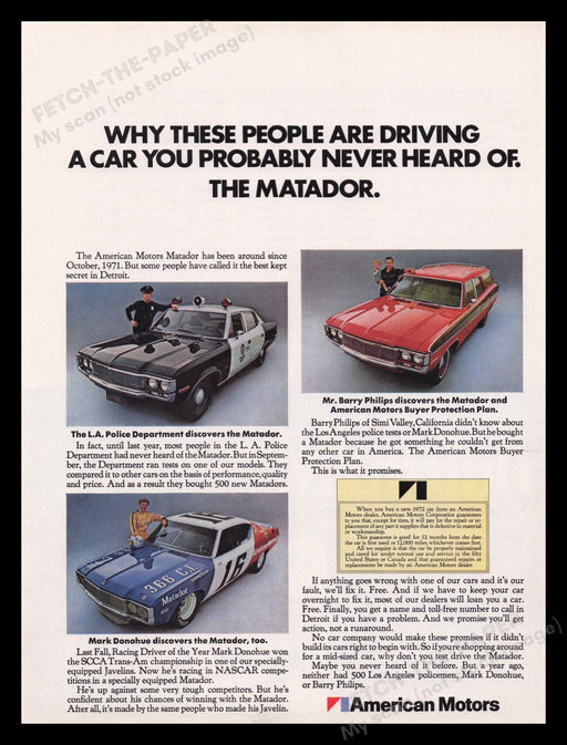 American Motors Matador Car 1970s Print Advertisement Ad 1972 Fetch the Paper!