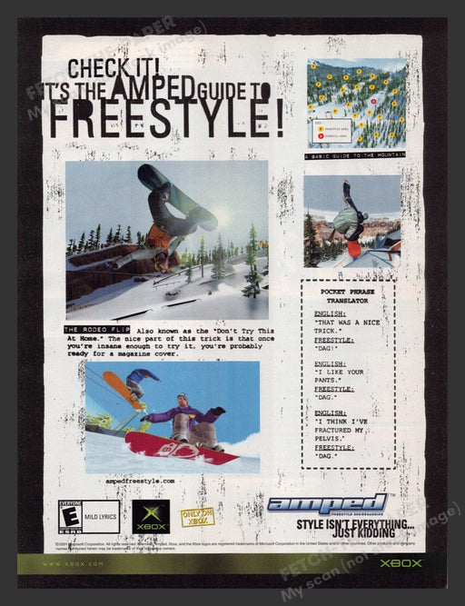 2002 Amped Freestyle Snowboarding Video Game Print Advertisement