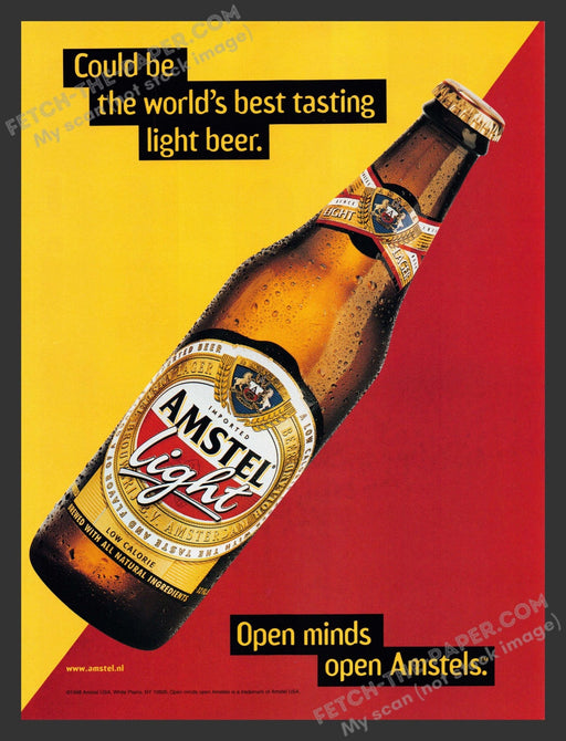 1998 Print Advertisement Amstel Light Beer Bottle Alcohol Ad.