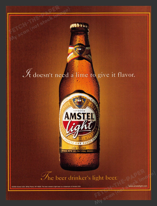 2000 Amstel Light Beer "Doesn't need a lime" Print Advertisement Ad.