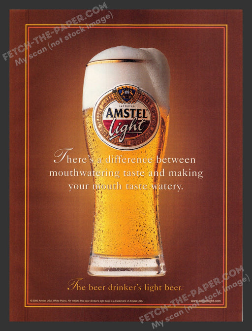 2001 Amstel Light Mouthwatering Taste Print Advertisement Ad.