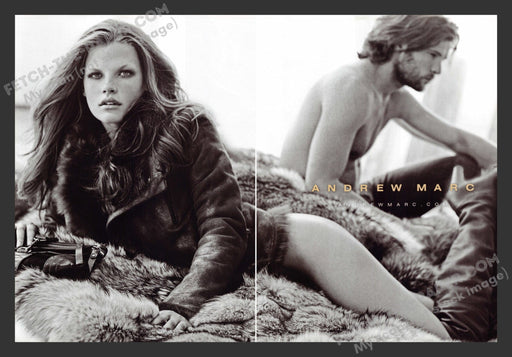 2007 Print Advertisement 2 Page Andrew Marc Clothing Couple Ad.